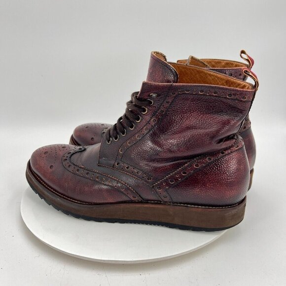 Men's Brown Leather Brogue Boots - Picture 7 of 16